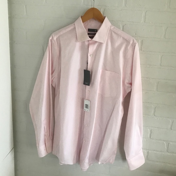 NWT Men’s Button down shirt Formal 100% cotton Pastel Pink Size 16 - Picture 4 of 7